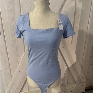 Women's Blue Square Neck Bodysuit